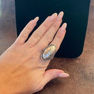 Hammered Antiqued Silver Statement Ring